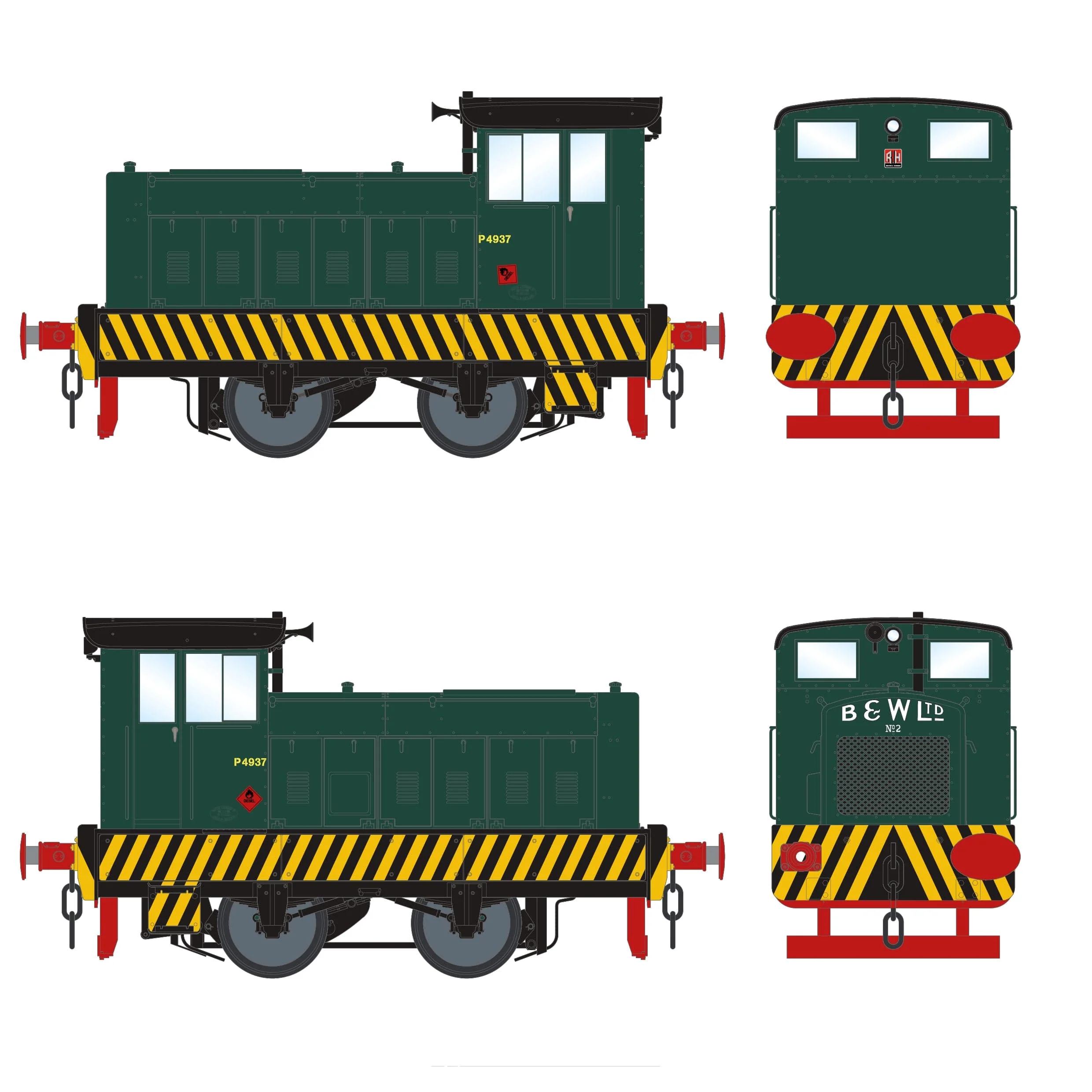 245034/1947 - Babcock & Wilcox No. P4937 - Industrial Green, with Wasp Stripes - DCC Sound Fitted - Image 3