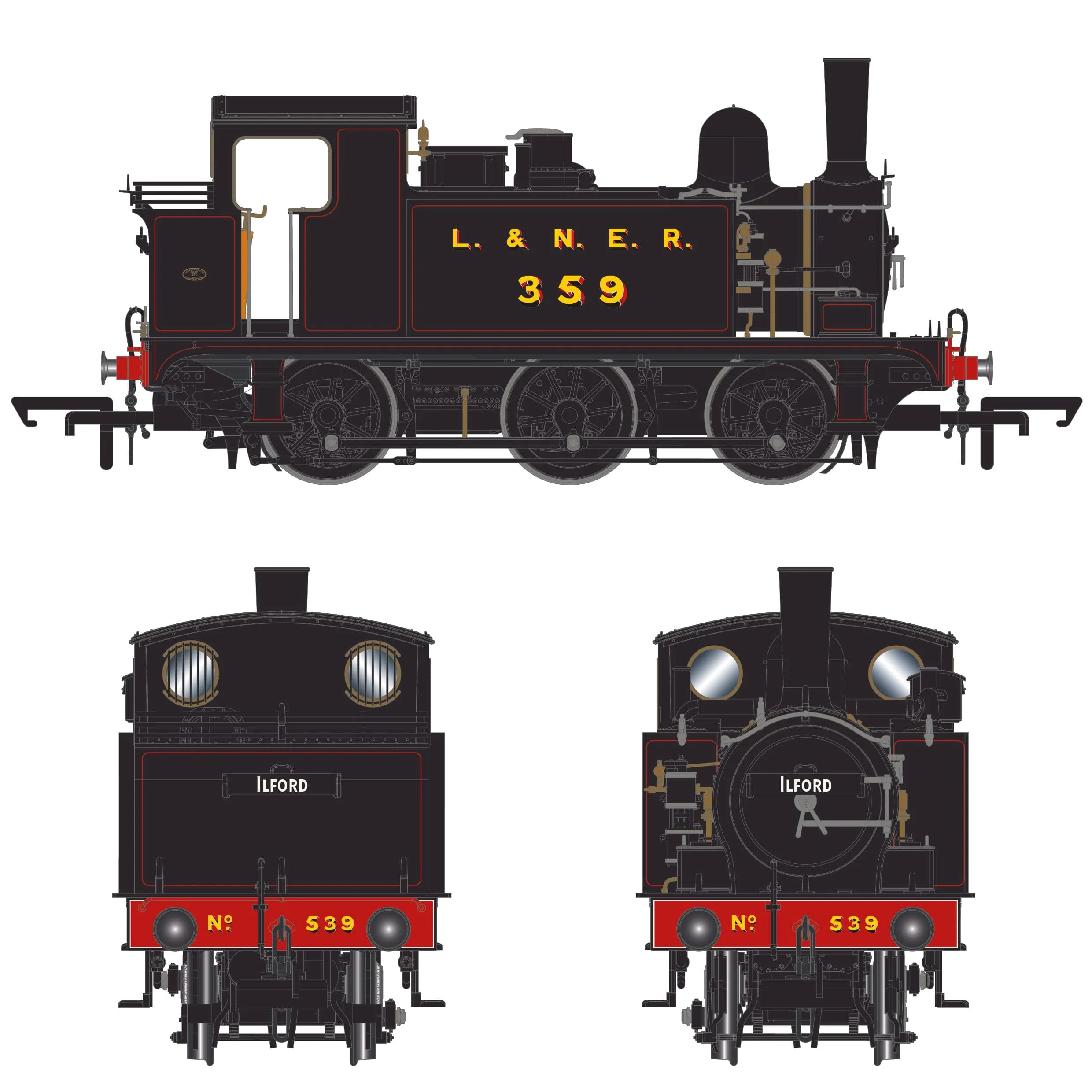 359 (7359) - LNER J69 - LNER Lined Black - DCC Sound Fitted - Image 3