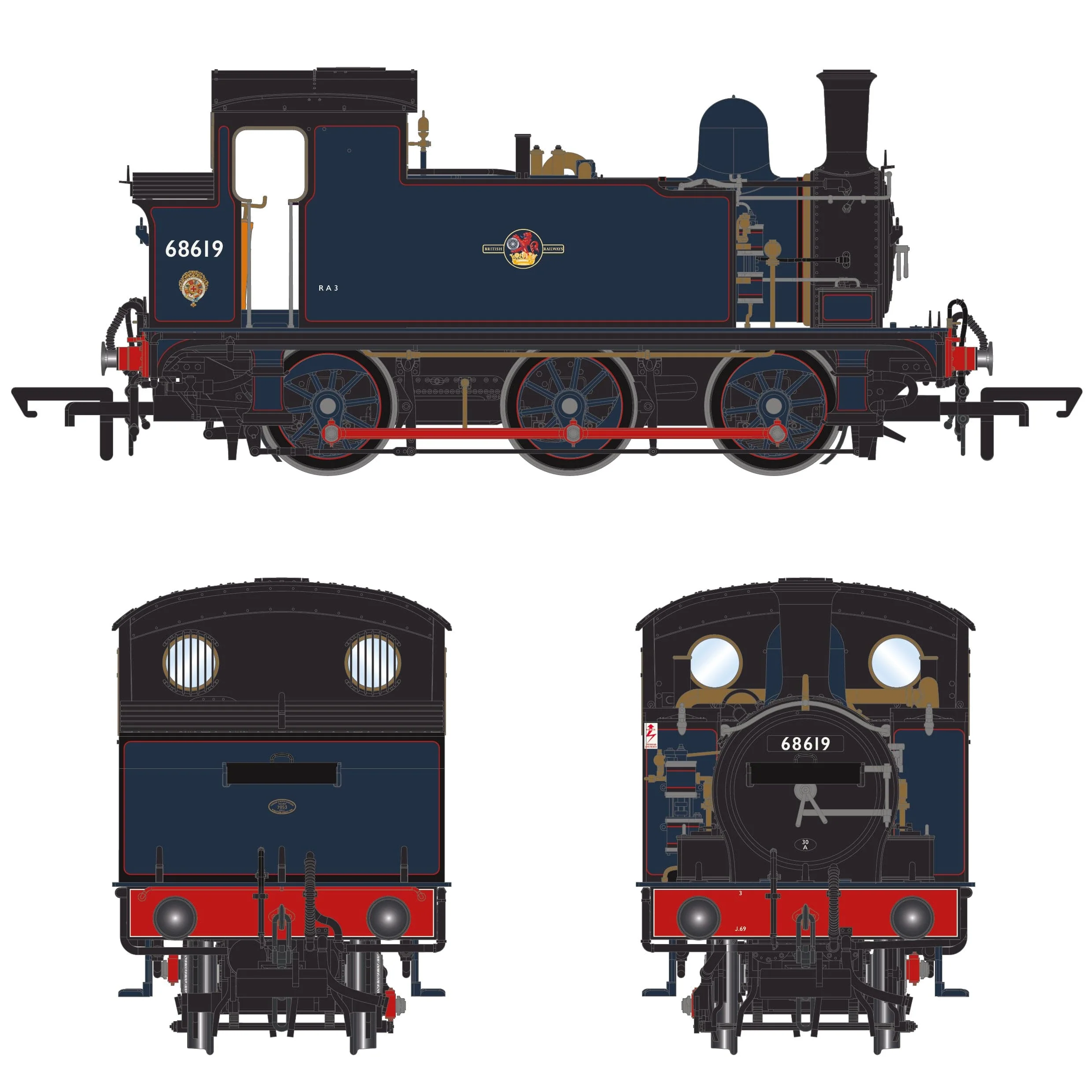 68619 - Late BR J69 - Lined Dark Blue (Liverpool Street Shed Pet) - DCC Sound Fitted - Image 3
