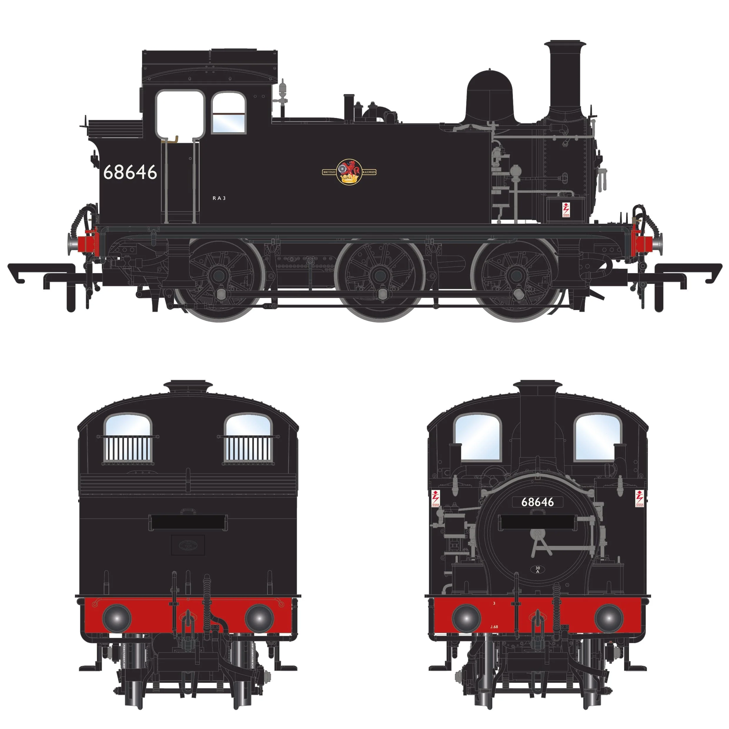 68646 - Late BR J68 - Plain Black - DCC Sound Fitted - Image 3