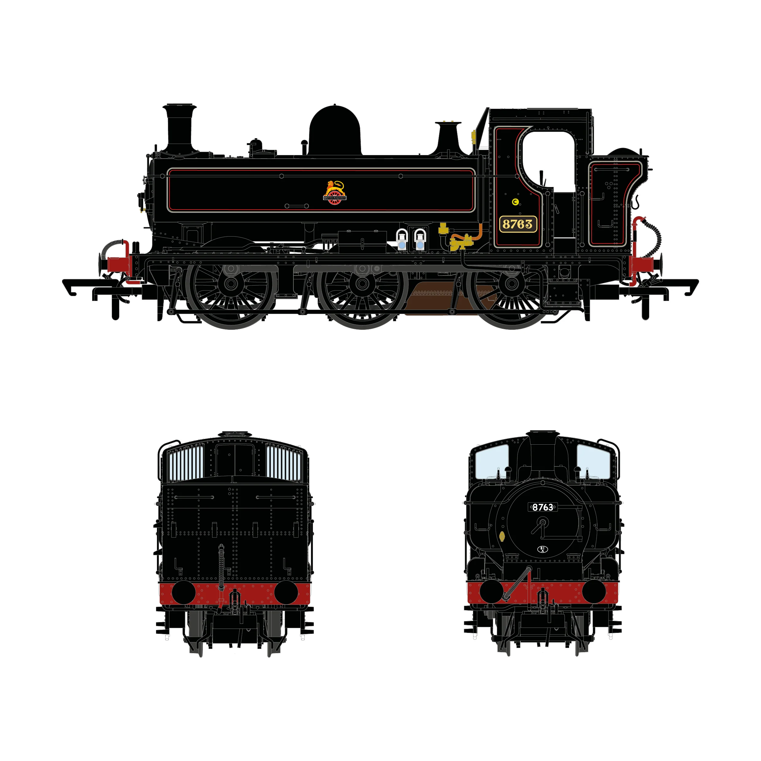 8750 Class  - 8763 - Early Emblem Lined Black - Image 3