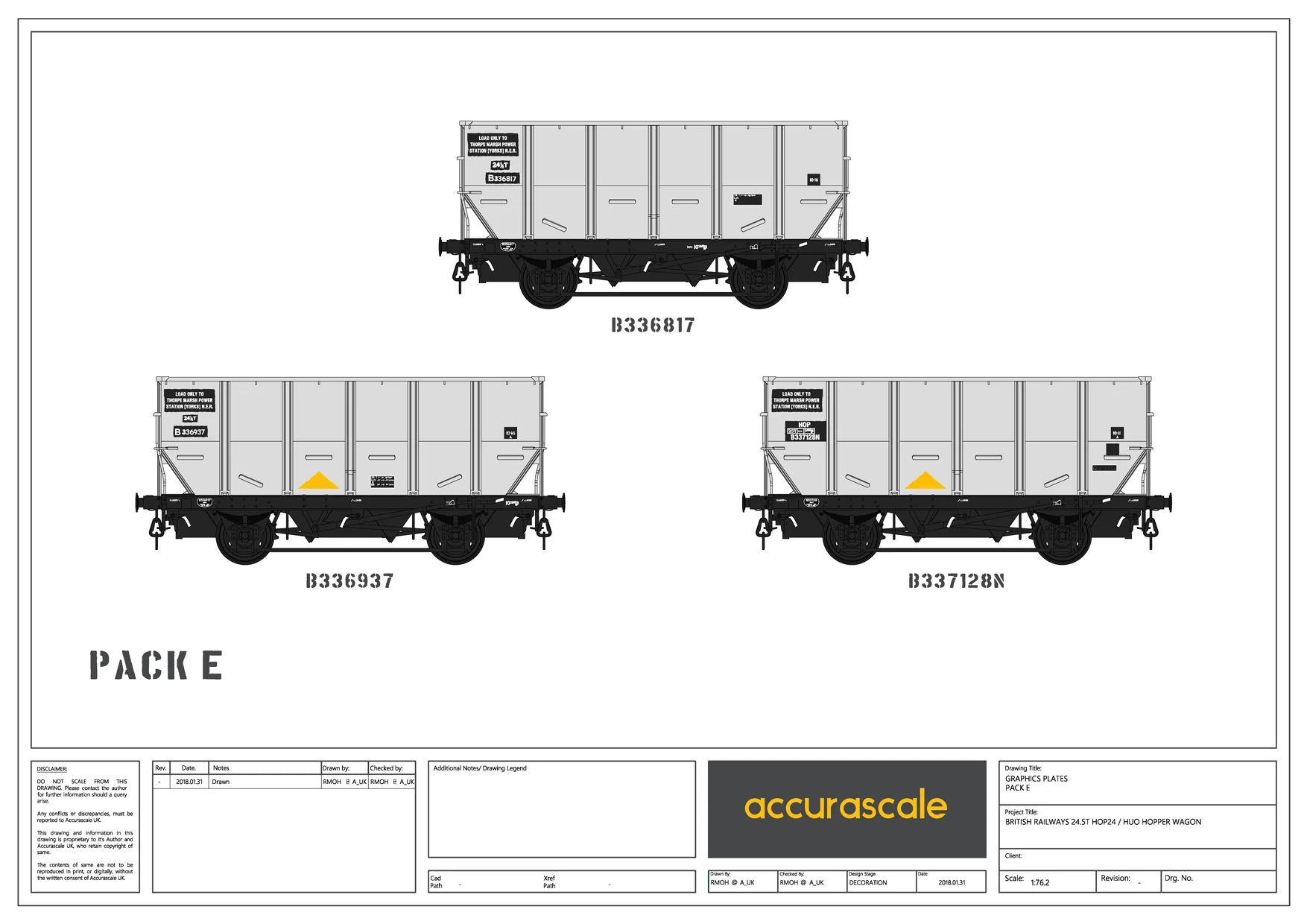 BR 24.5T HOP24/HUO Coal Hopper - Grey pre TOPS- Pack E - Image 2