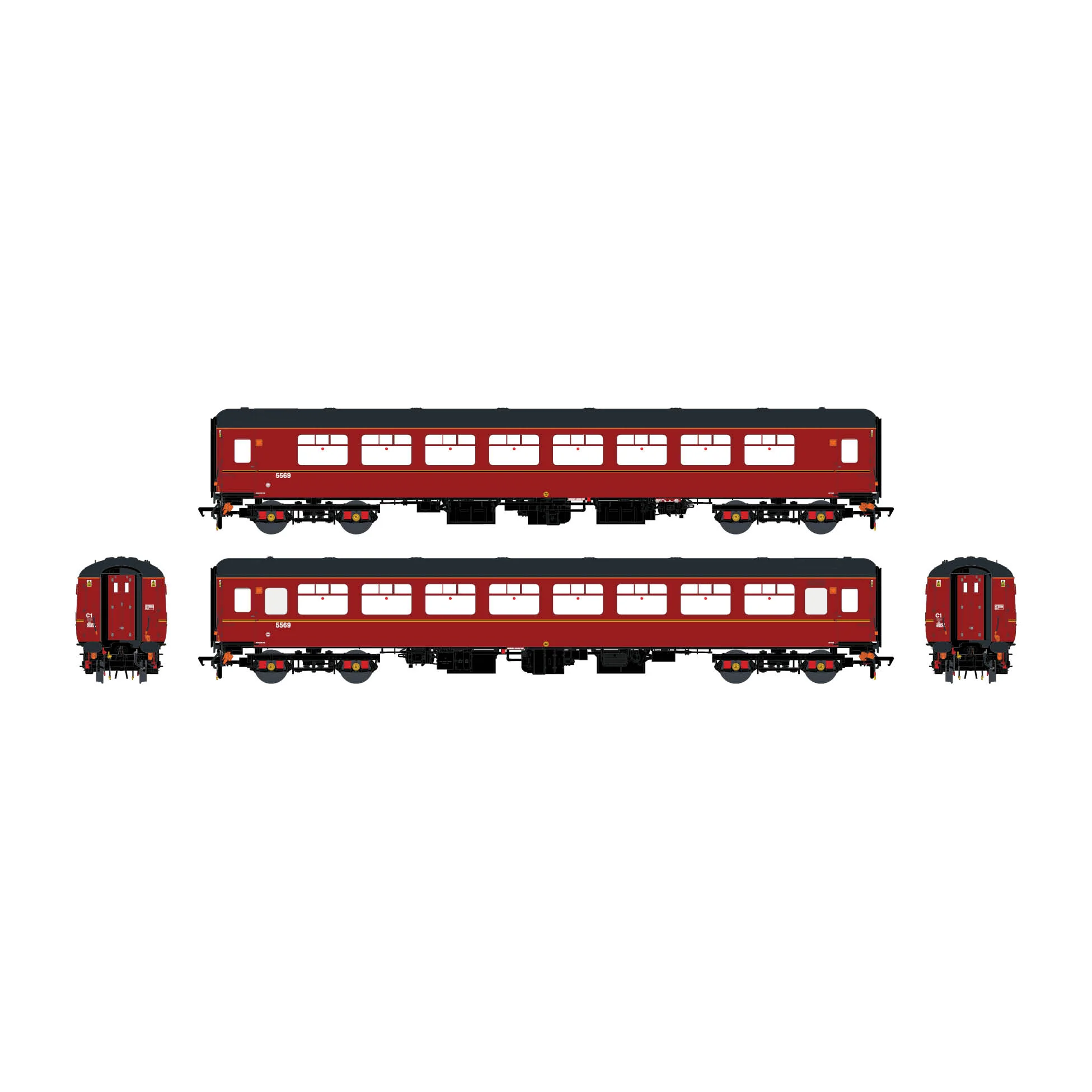 BR Mk.2c (small toilet window) TSO 5569 Maroon (South Wales & West) - Image 3
