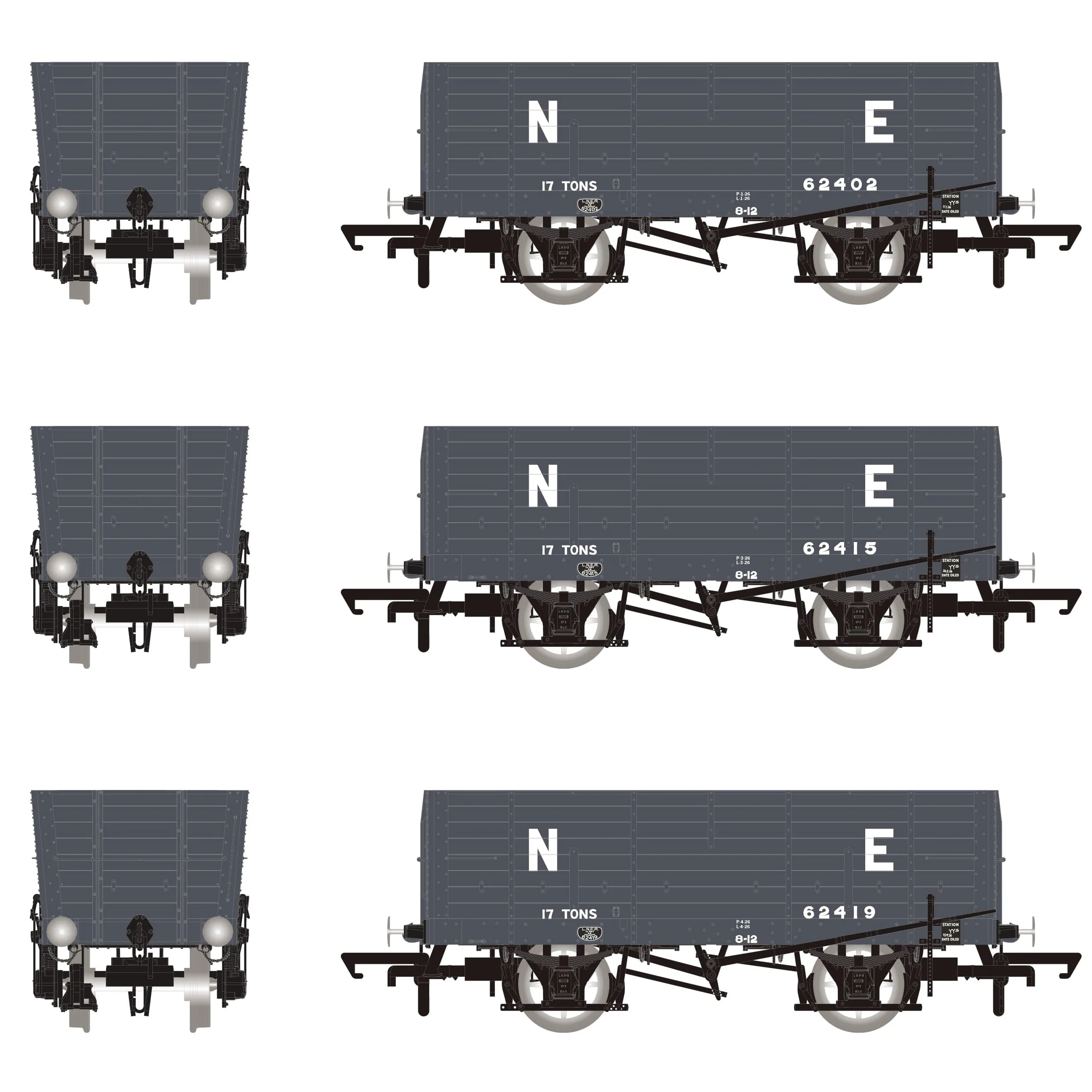 DGM 11 (ex-P6) Hopper - LNER Grey - Triple Pack - Image 3