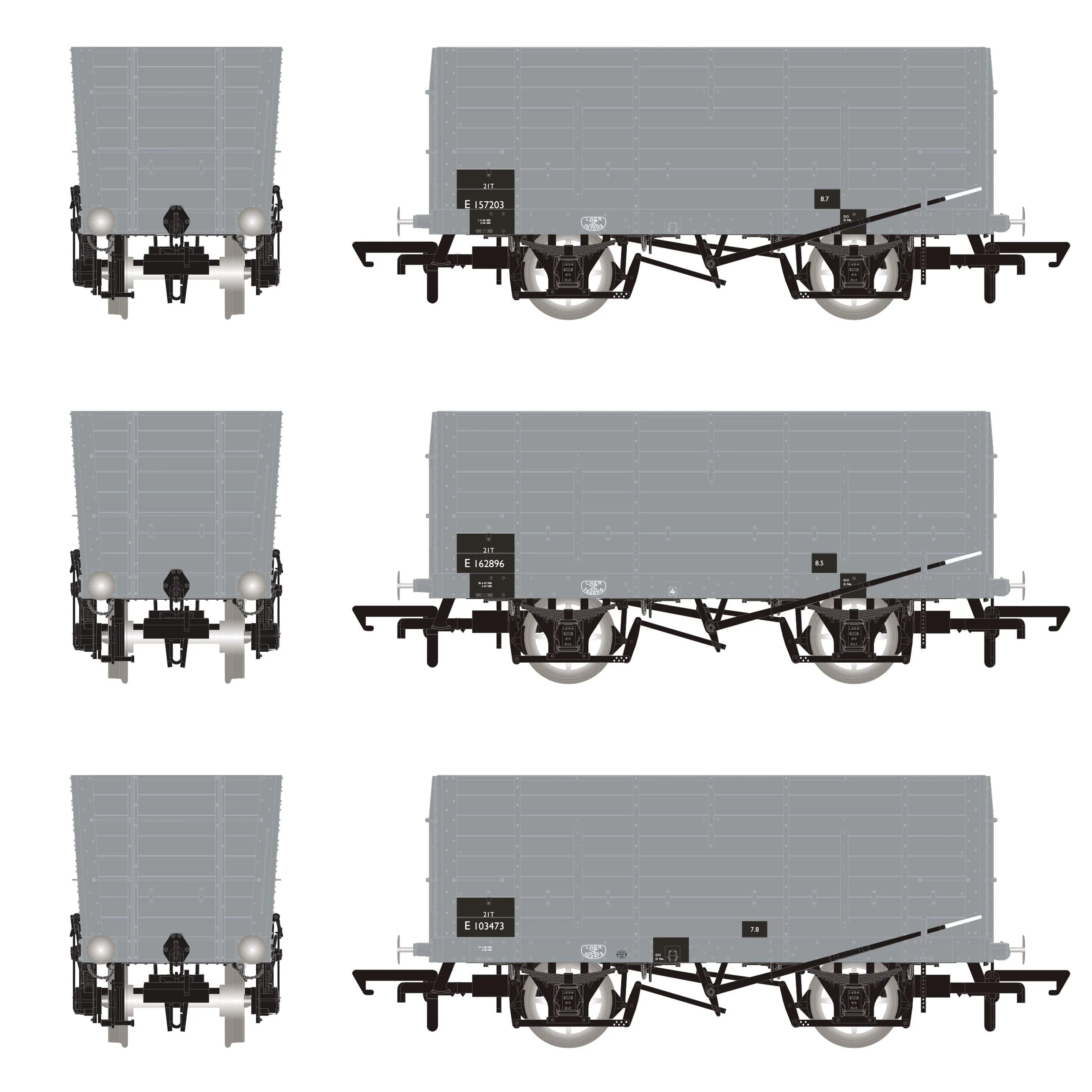 DGM 12 Hopper - BR Grey, with black panels - Triple Pack - Image 3