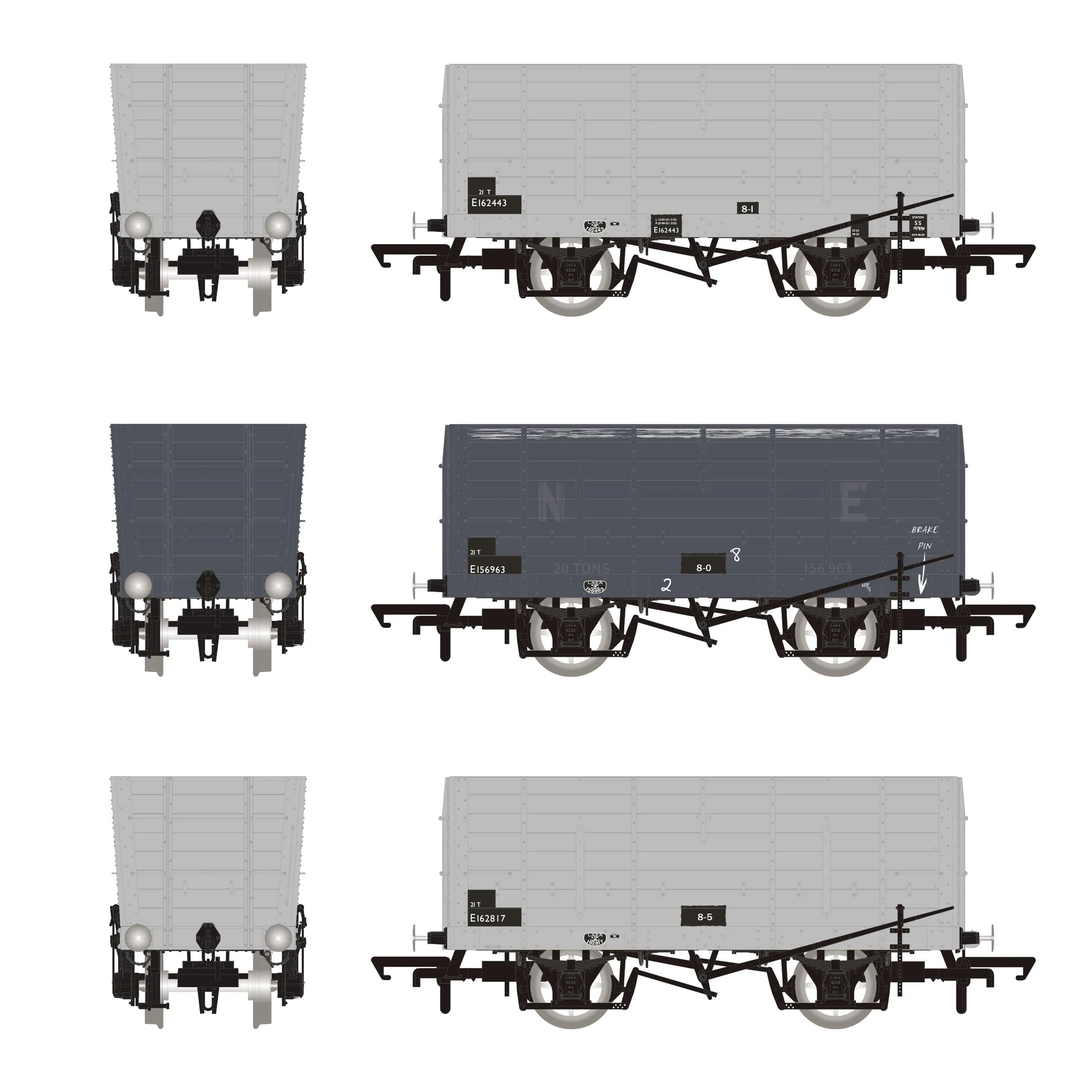 DGM 12 Hopper - BR Grey, with black panels - Triple Pack - Image 3