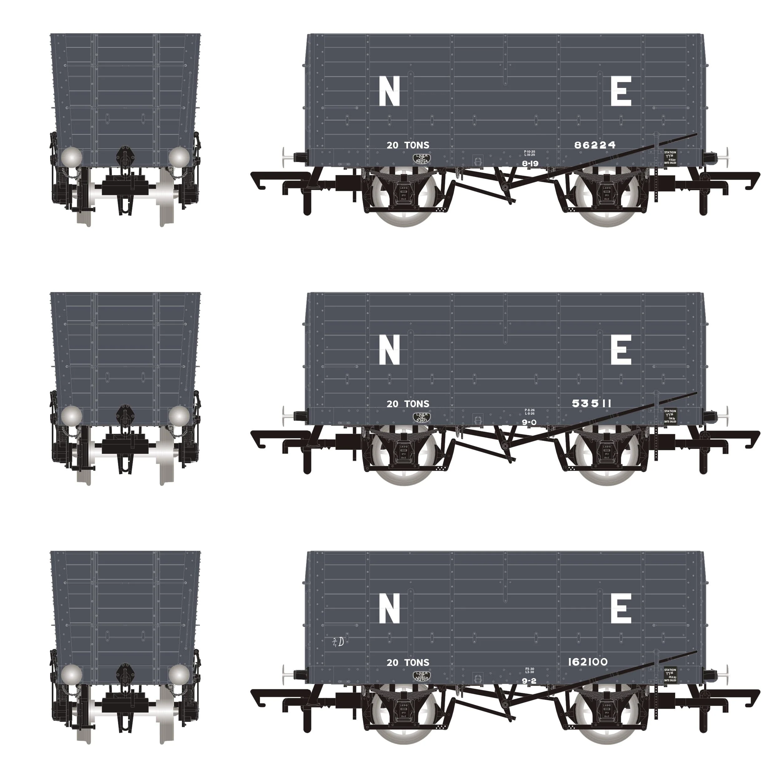 DGM 12 Hopper - LNER Grey - Triple Pack - Image 3
