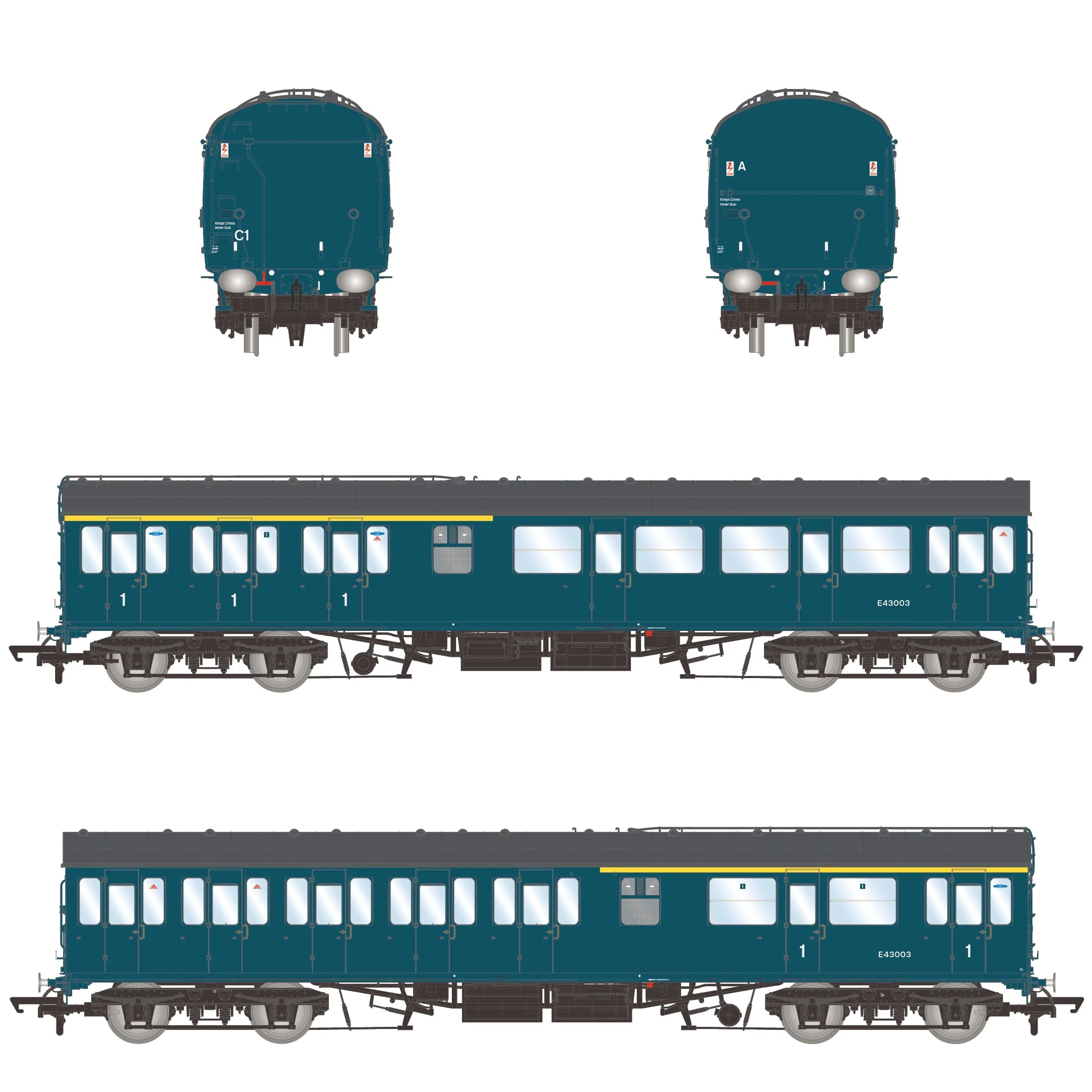 BR Mk1 57' Non-Gangway Coach - CL - BR Rail Blue: E43003 - Image 3