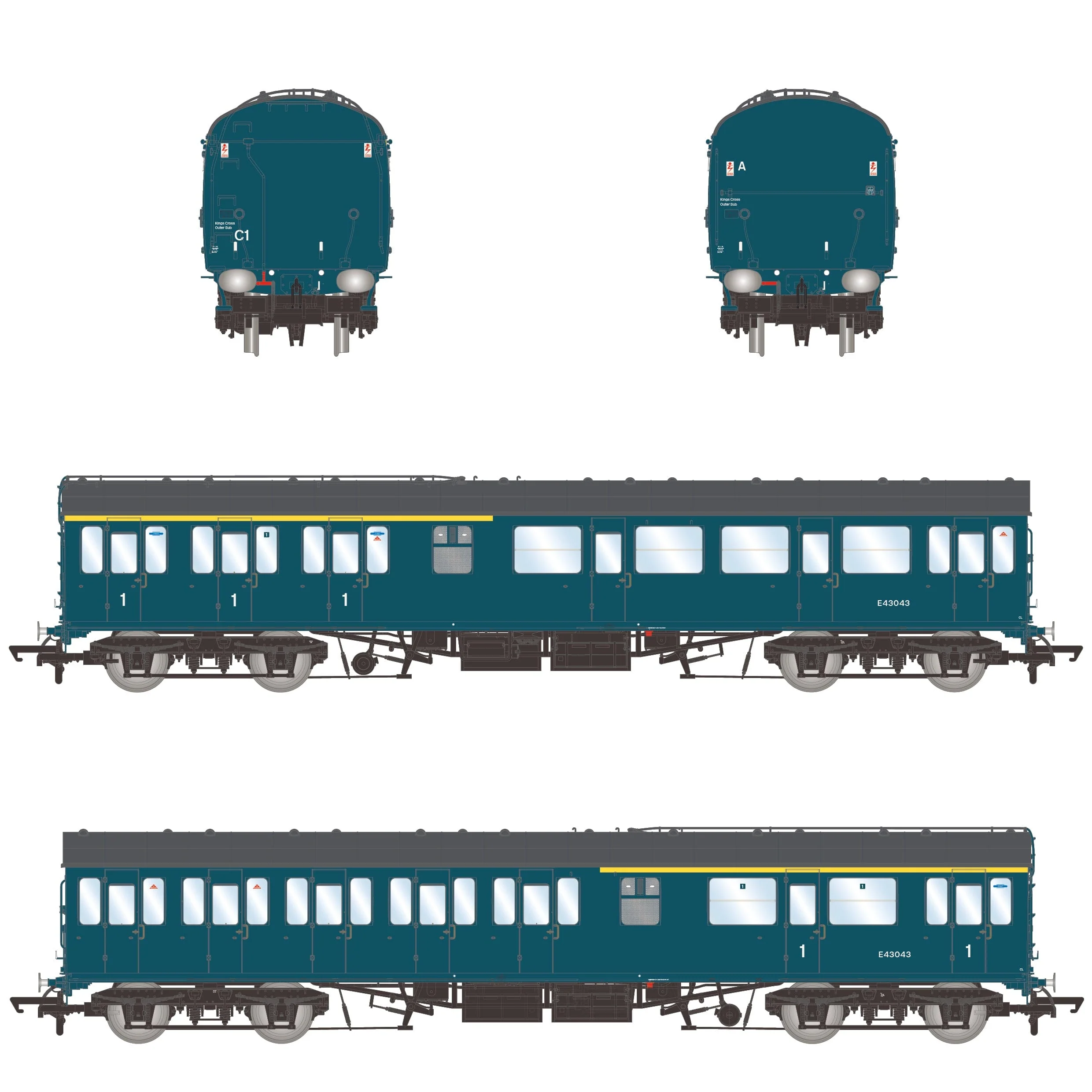 BR Mk1 57' Non-Gangway Coach - CL - BR Rail Blue: E43043 - Image 3