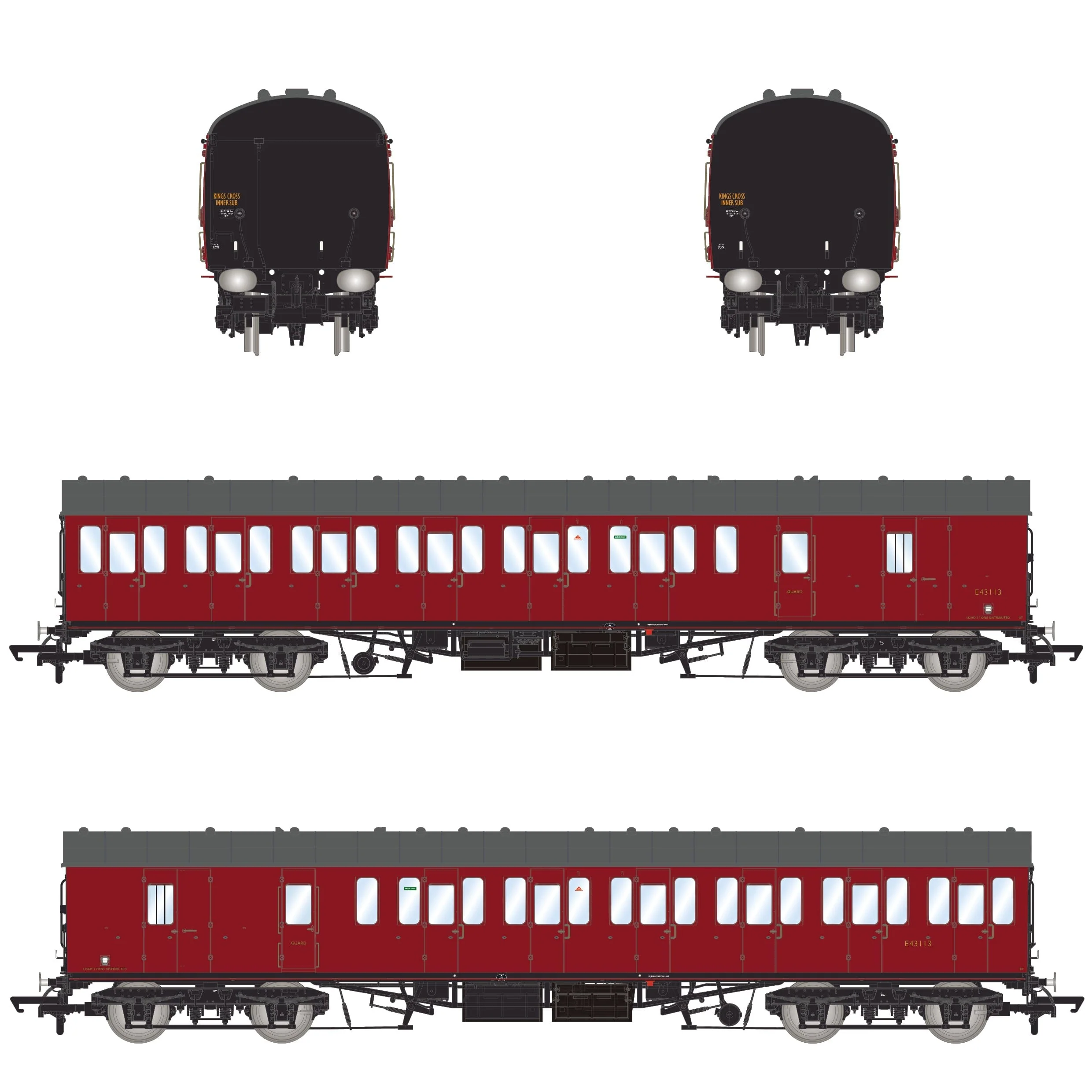 BR Mk1 57' Non-Gangway Coach - BT - BR Carmine Red: E43113 - Image 3