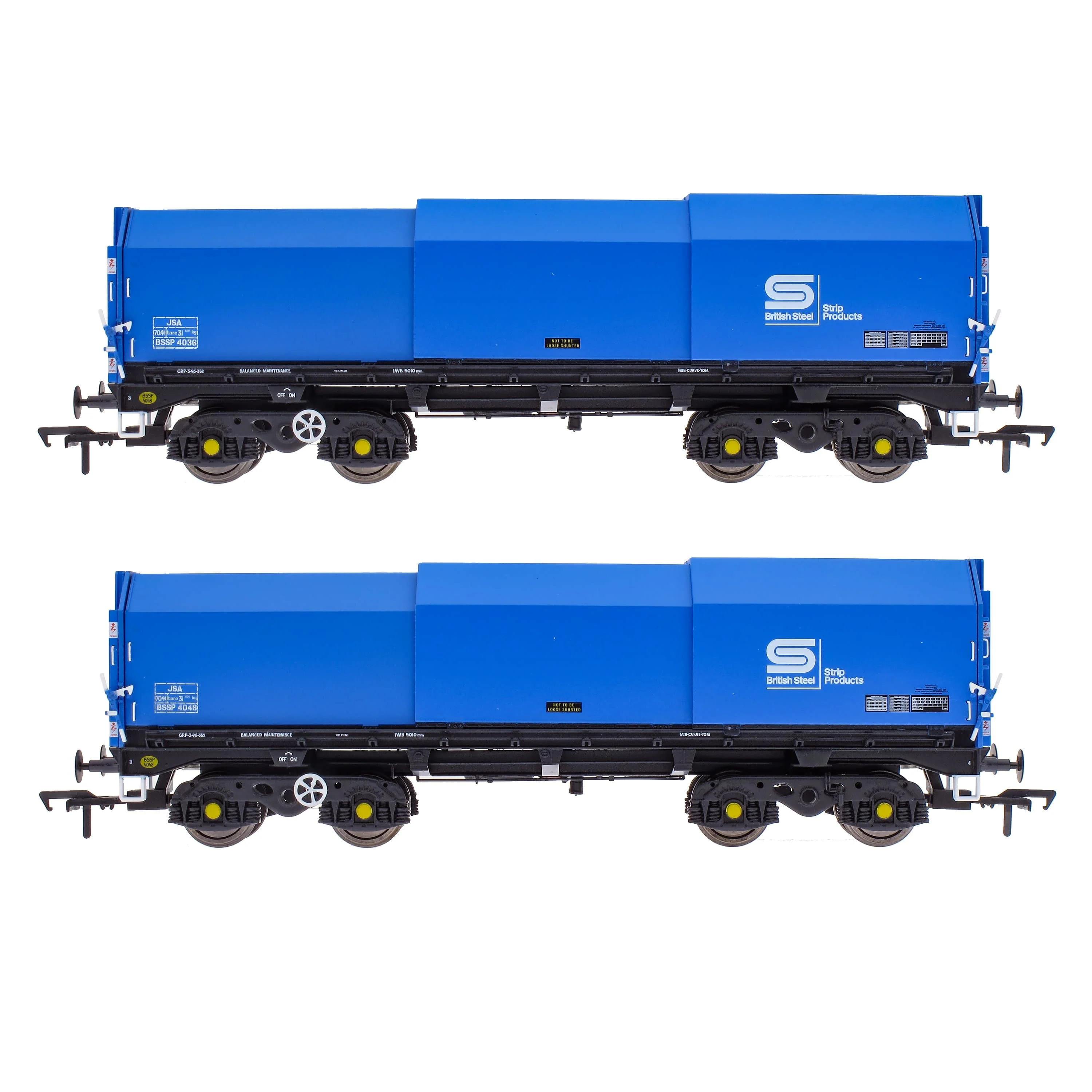 JSA Bogie Covered Steel Wagon Twin Pack - British Steel 2 - Image 2