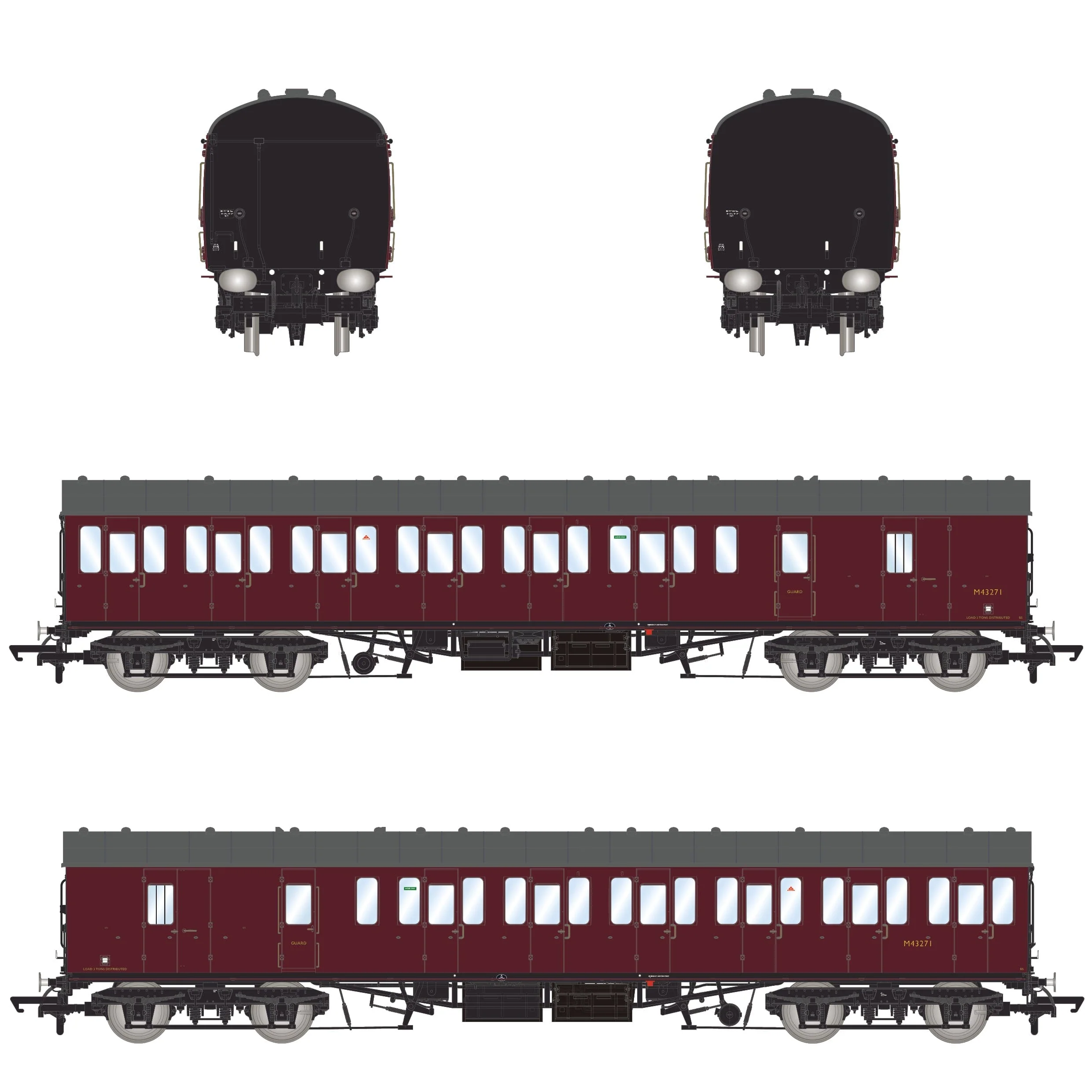 BR Mk1 57' Non-Gangway Coach - BS - Plain Maroon M43271 - Image 3