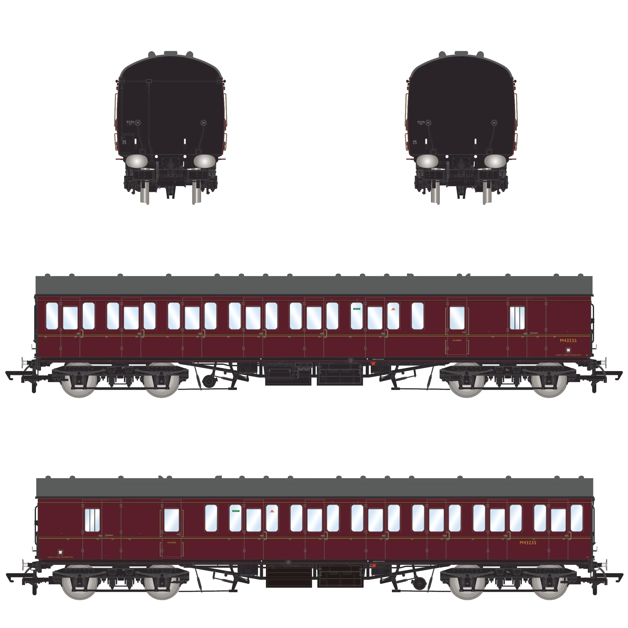BR Mk1 57' Non-Gangway Coach - BS - Lined Maroon  (Low position) M43235 - Image 3