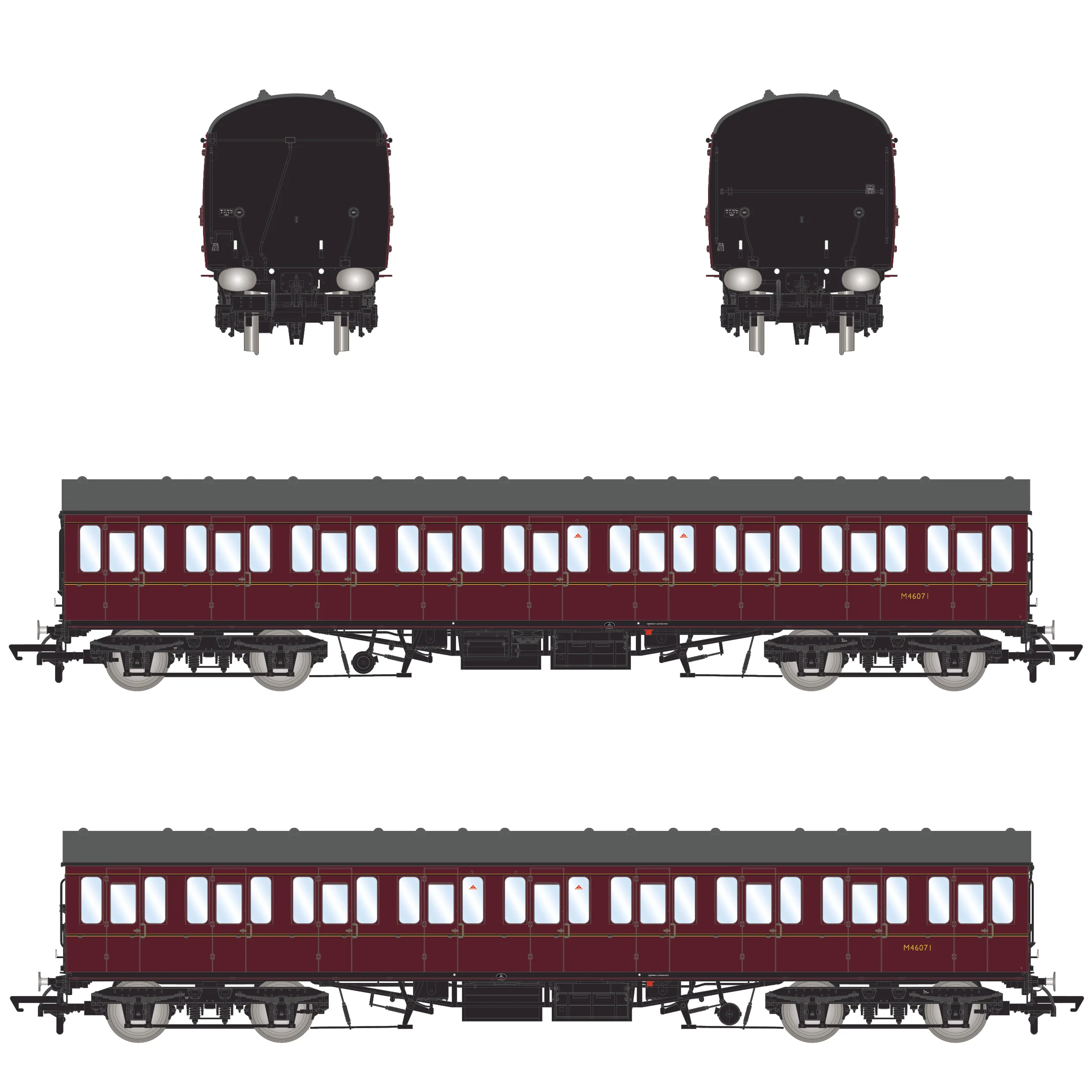 BR Mk1 57' Non-Gangway Coach - S - Lined Maroon  (Low position) M46071 - Image 3