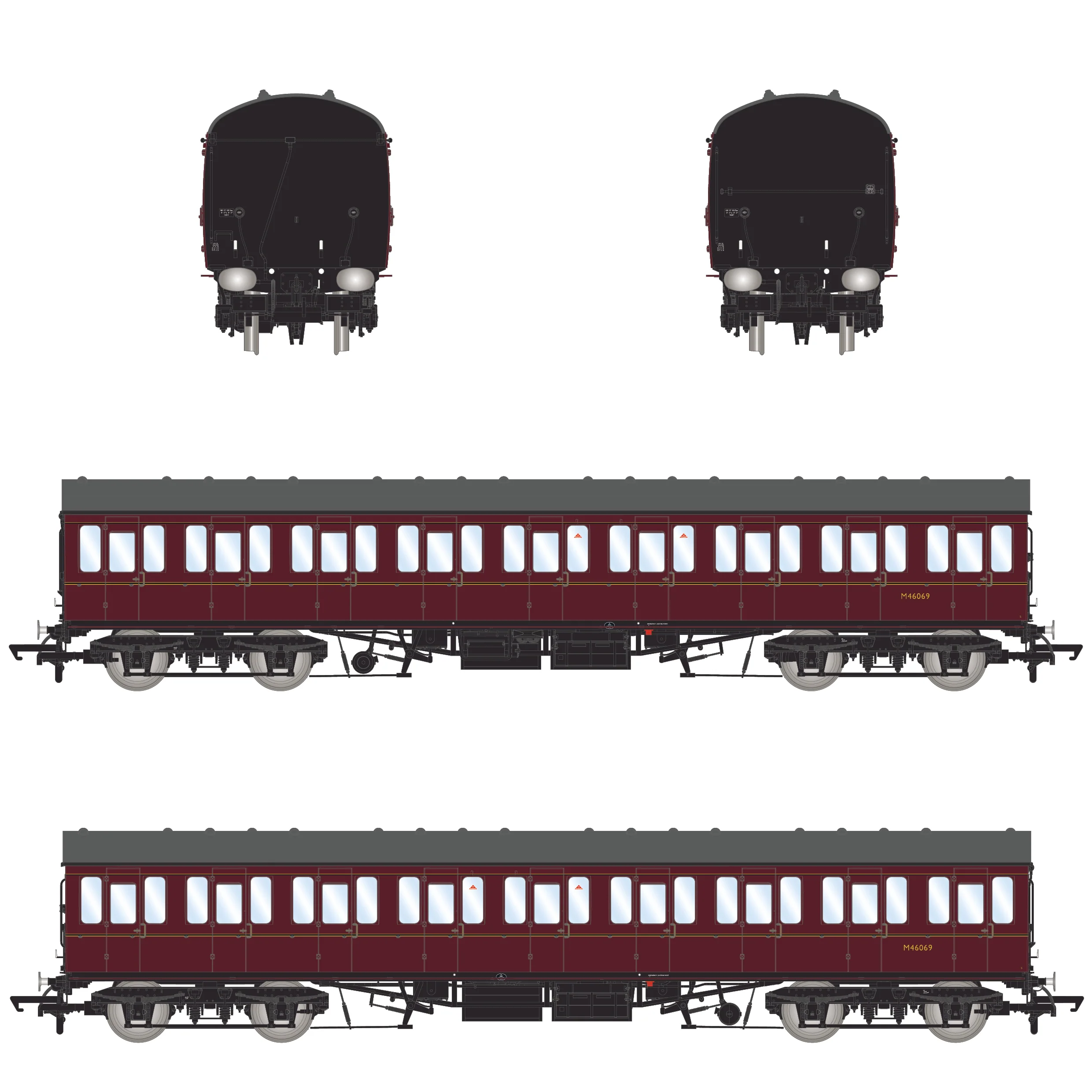 BR Mk1 57' Non-Gangway Coach - S - Lined Maroon  (Low position) M46069 - Image 3