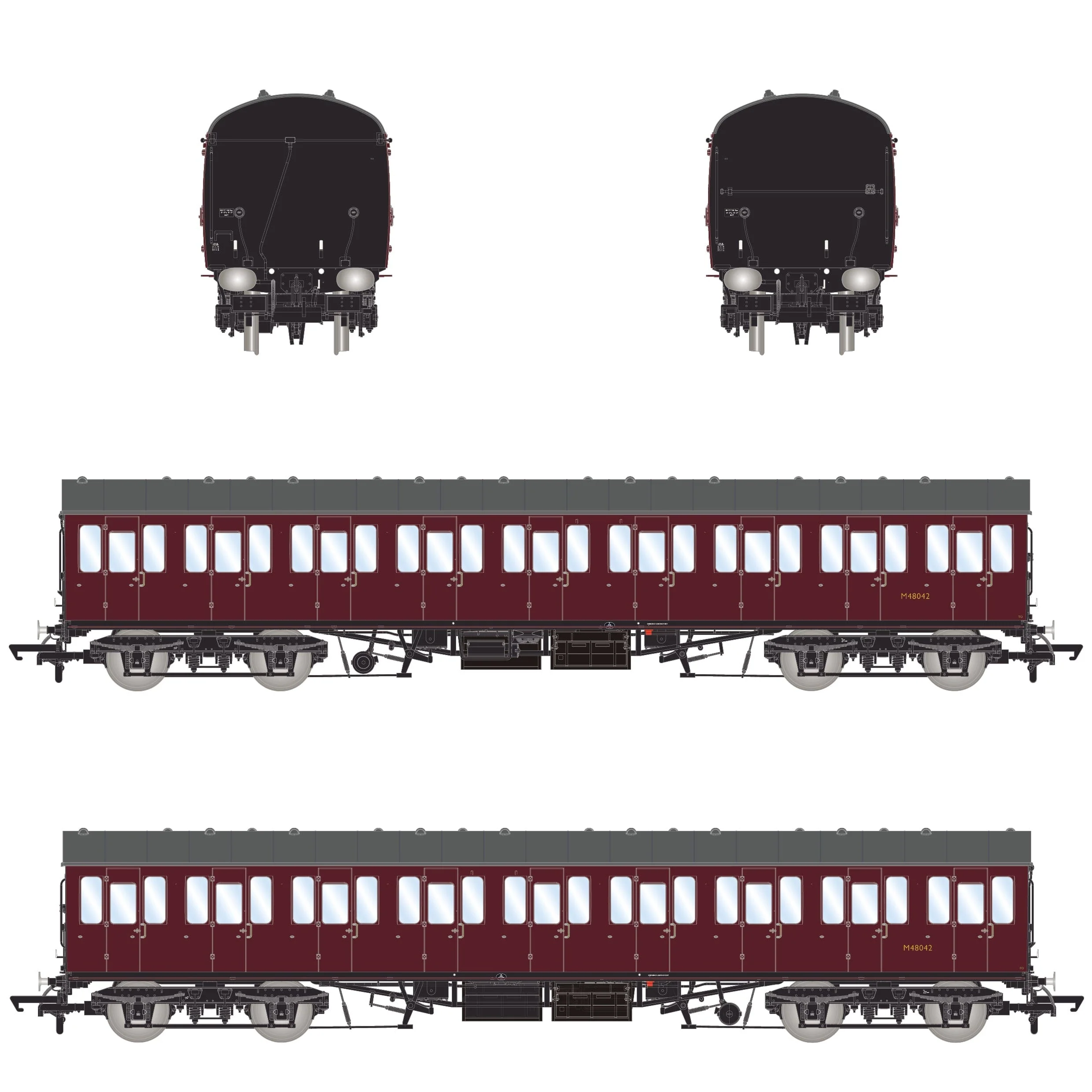 BR Mk1 57' Non-Gangway Coach - SO - Plain Maroon M48042 - Image 3