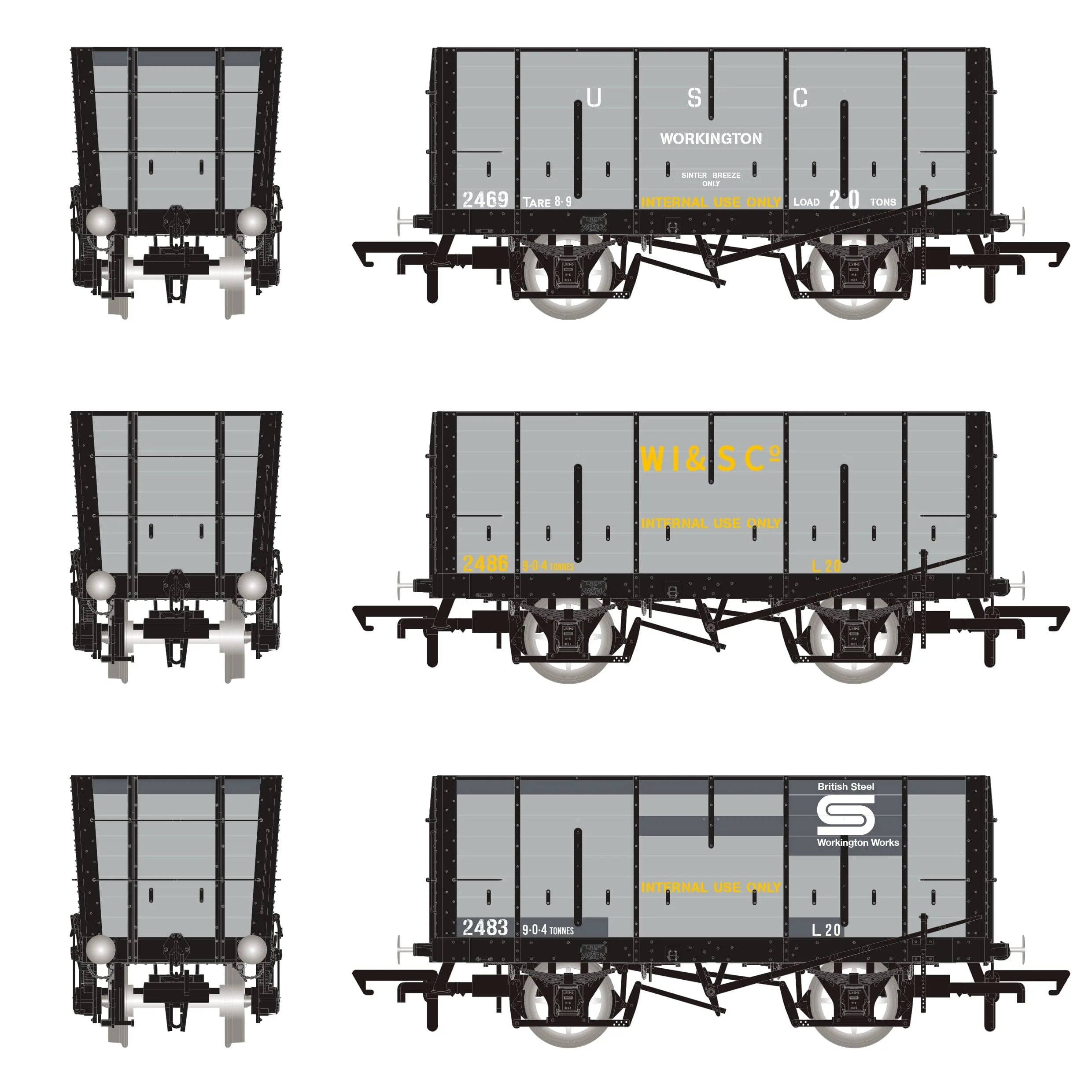 DGM 12 Hopper - United Steel Company Grey - Triple Pack - Image 3