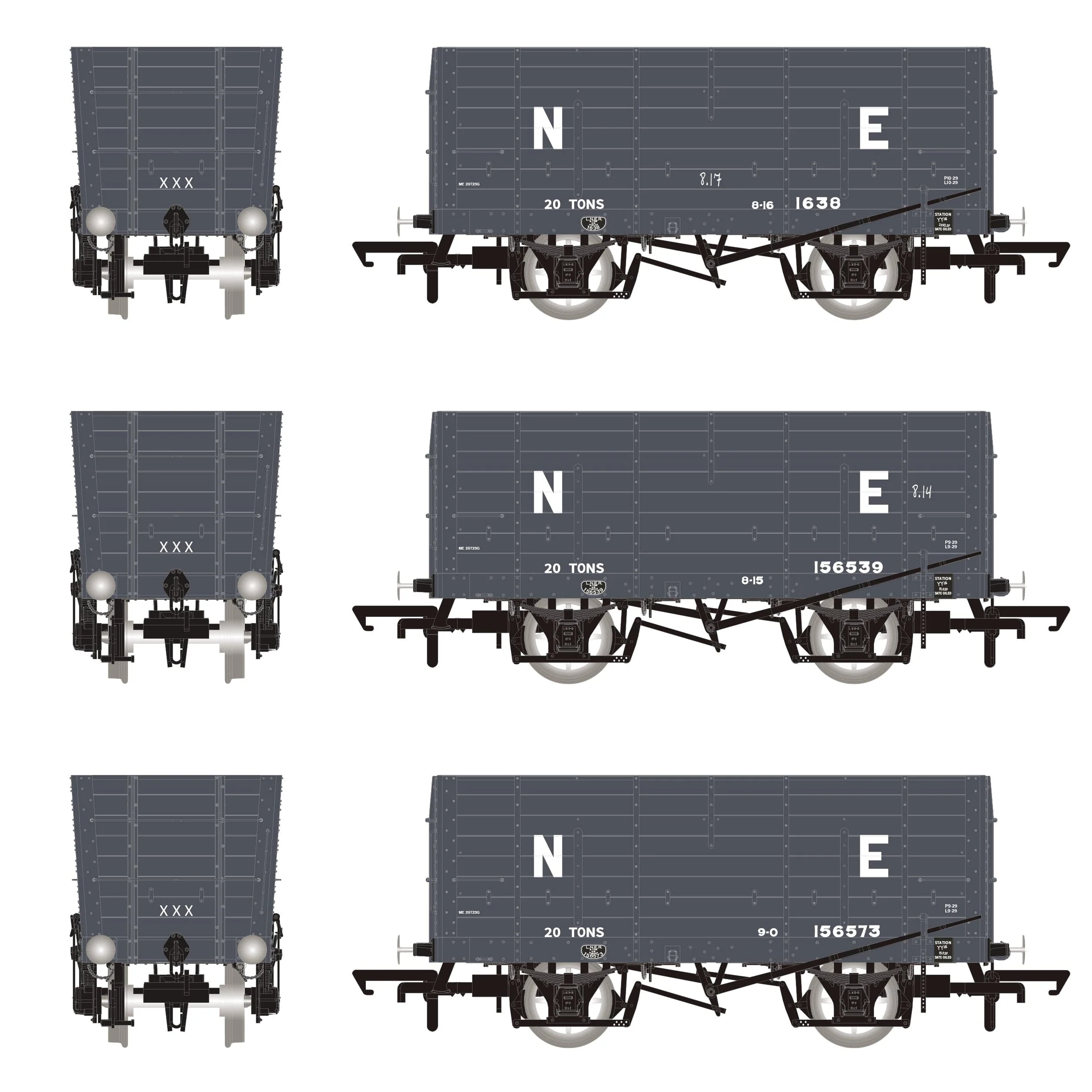 P7 Hopper - LNER Grey - Triple Pack - Image 3