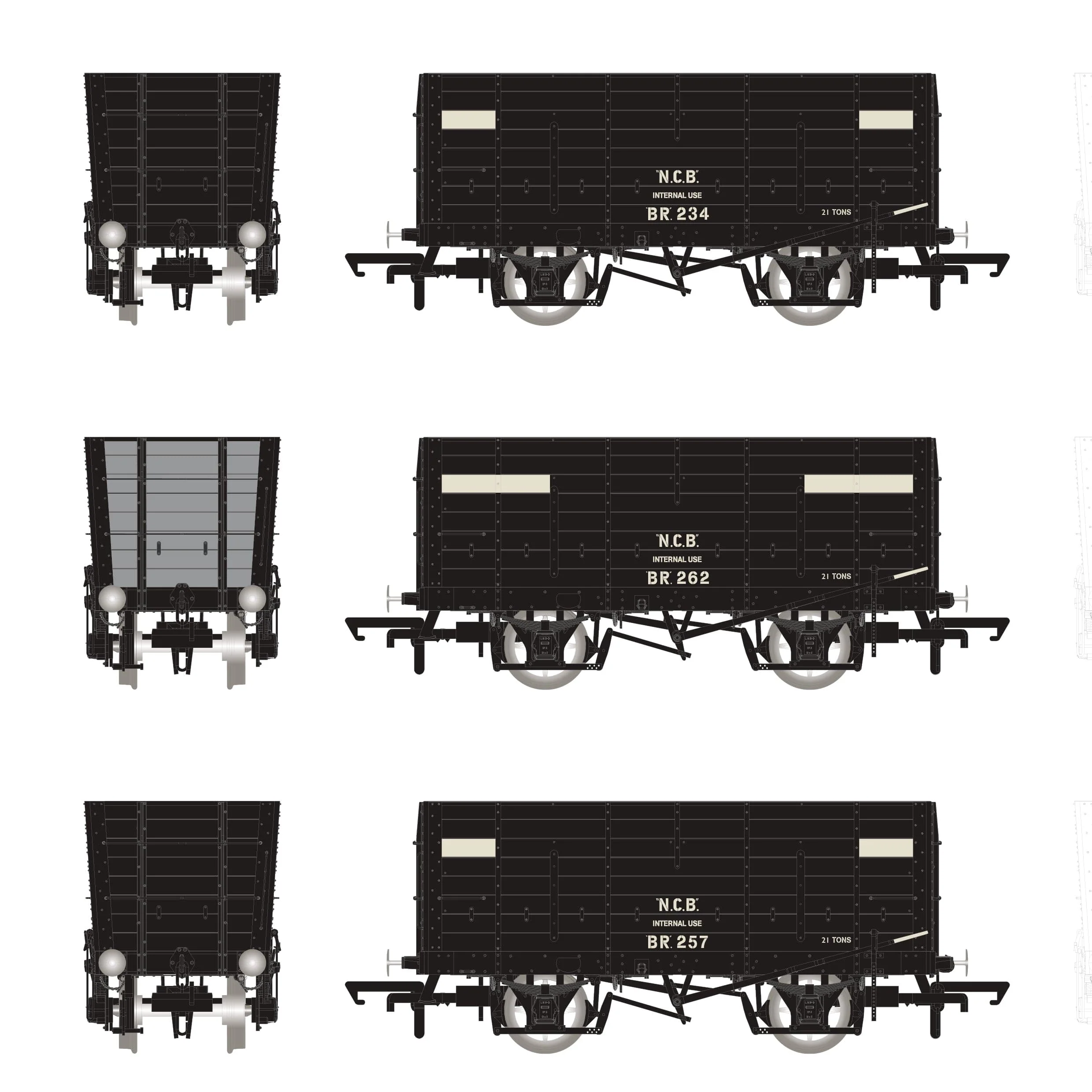 P7 Hopper - NCB (Brodsworth) Black, with white planks - Triple Pack - Image 3