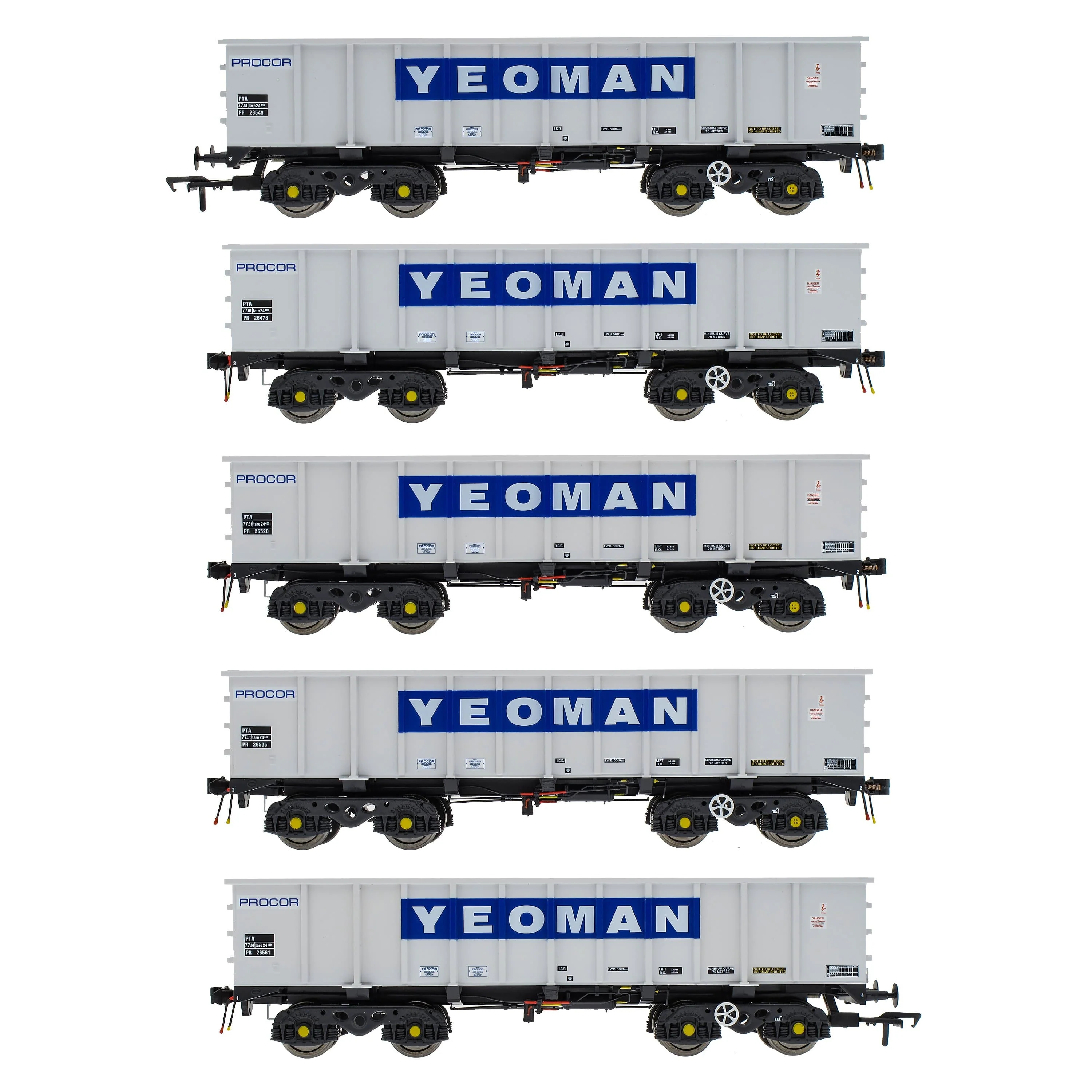 PTA/JTA+JUA Bogie Tippler Pack - Yeoman [Procor] Grey / Ivory - Outer Pack